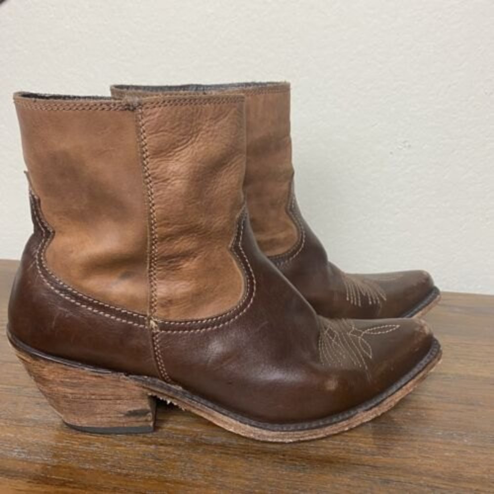 LIBERTY BLACK WOMEN'S ANKLE BROWN Leather BOOTS sz 10